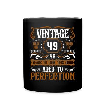 49th Birthday Vintage Retro - Full Colour Mug - black - Front