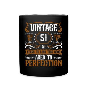 51st Birthday Vintage Retro - Full Colour Mug - black - Front