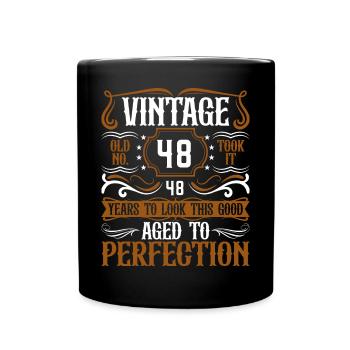 48. Geburtstag Vintage Retro - Tasse einfarbig - Schwarz - Vorne