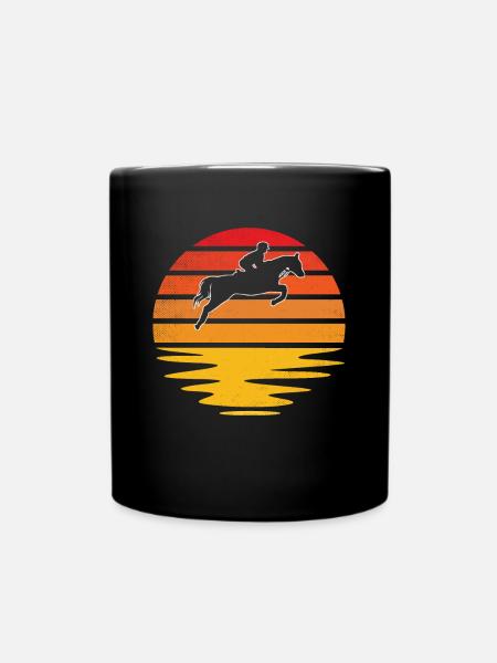 Pferde Retro - Tasse einfarbig - Schwarz