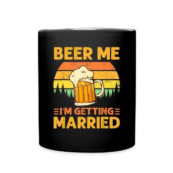 Bière moi je me marie hommes drôle marié marié bachel - Mug uni - noir - Devant