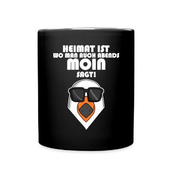 Plattdeutsch Spruch Moin Möwe Nordsee - Tasse einfarbig - Schwarz - Vorne