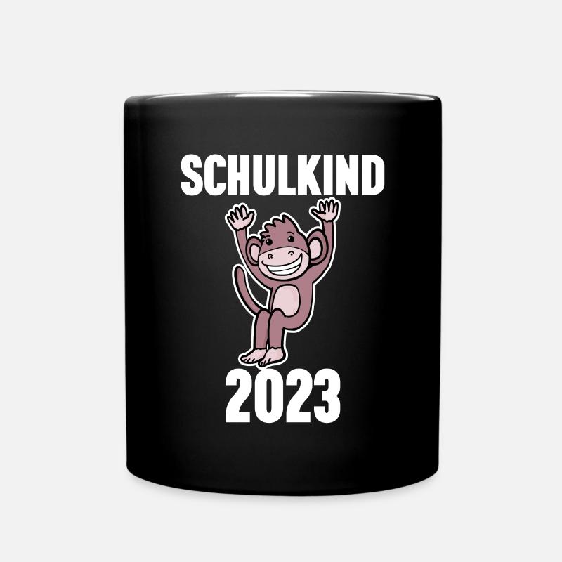 Schuldkind Einschulung Affe 2023 - Tasse einfarbig - Schwarz