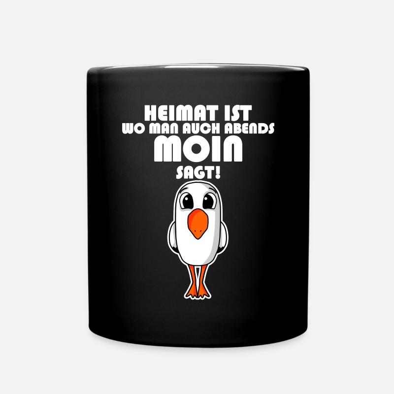 Nordsee Plattdeutsch Spruch Moin Möwe - Tasse einfarbig - Schwarz