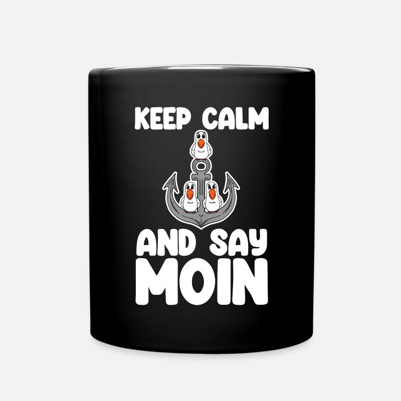 Nordsee Plattdeutsch Spruch Moin Möwe Anker - Tasse einfarbig - Schwarz