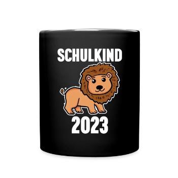 Schuldkind Einschulung Löwe 2023 - Tasse einfarbig - Schwarz - Vorne