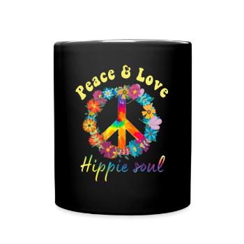 Hippie Peace Groovy Flowerpower Boho Woodstock - Full Colour Mug - black - Front