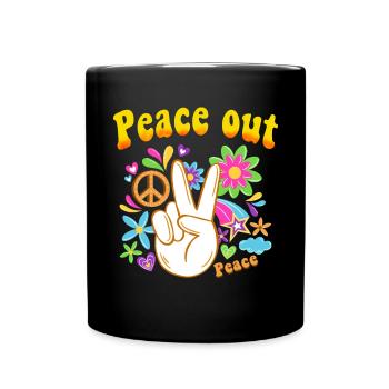 Hippie Tshirt Peace Movement Woodstock Boho Groove - Full Colour Mug - black - Front