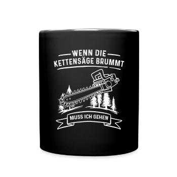 Holz Geschenke Chainsaw Kettensäge Waldarbeiter - Tasse einfarbig - Schwarz - Vorne