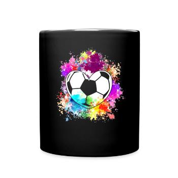 Fußball Tshirt Herren Damen Soccer Football - Tasse einfarbig - Schwarz - Vorne