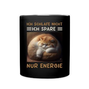 Ich Schlafe Nicht Ich Spare Energie Morgenmuffel - Tasse einfarbig - Schwarz - Vorne