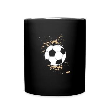 Fußball Tshirt Herren Damen Soccer Football - Tasse einfarbig - Schwarz - Vorne