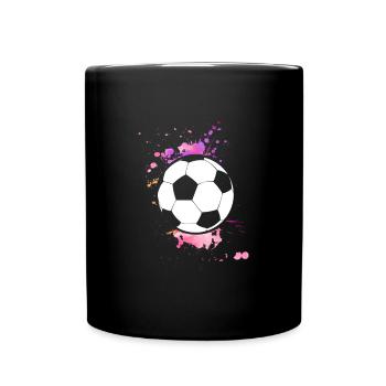 Fußball Tshirt Herren Damen Soccer Football - Tasse einfarbig - Schwarz - Vorne