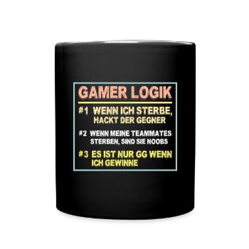 Gamer Logik Gaming Video Games Multiplayer Zocker - Tasse einfarbig - Schwarz - Vorne