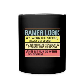 Gamer Logik Gaming Video Games Multiplayer Zocker - Tasse einfarbig - Schwarz - Vorne