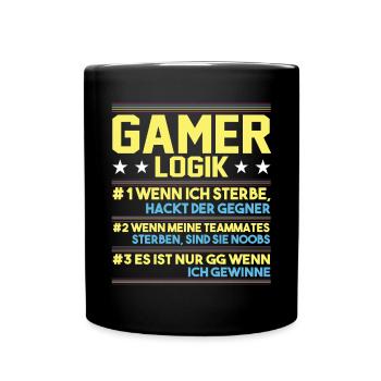 Gamer Logik Gaming Video Games Multiplayer Zocker - Tasse einfarbig - Schwarz - Vorne