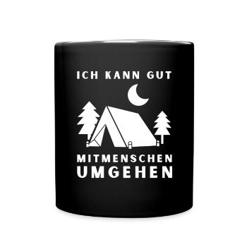 Ich kann gut Menschen umgehen – Camping - Tasse einfarbig - Schwarz - Vorne