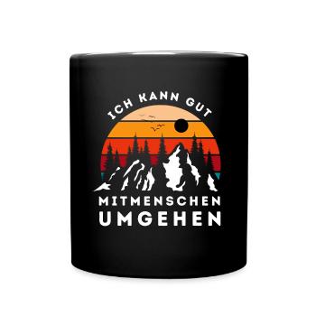 Menschenumgang Berglandschaft - Tasse einfarbig - Schwarz - Vorne