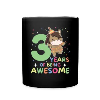 Horse for 3rd birthday children three years old - Full Colour Mug - black - Front
