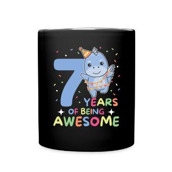 Dino pour les enfants de 7 ans de sept ans - Mug uni - noir - Devant
