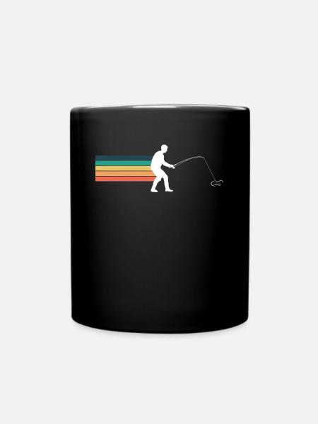 Vintage Retro Angler Fischer - Full Colour Mug - black