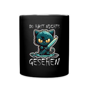 Du hast nichts gesehen Katze Messer Kätzchen - Tasse einfarbig - Schwarz - Vorne