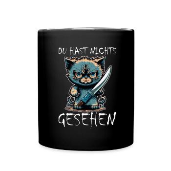 Du hast nichts gesehen Katze Messer Kätzchen - Tasse einfarbig - Schwarz - Vorne