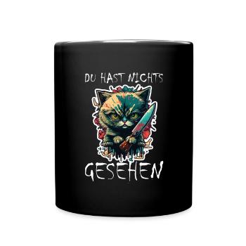 Du hast nichts gesehen Katze Messer Kätzchen - Tasse einfarbig - Schwarz - Vorne
