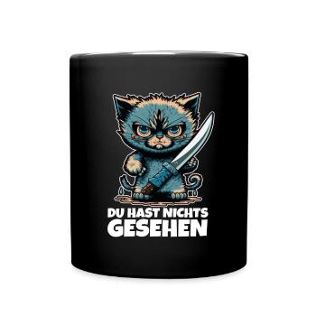 Du hast nichts gesehen Katze Messer Kätzchen - Tasse einfarbig - Schwarz - Vorne