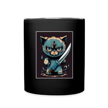 Du hast nichts gesehen Katze Messer Kätzchen - Tasse einfarbig - Schwarz - Vorne