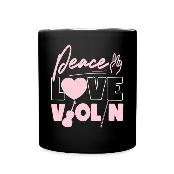 Violon Violoniste Fille Peace Love - Mug uni - noir - Devant