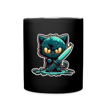 Du hast nichts gesehen Katze Messer Kätzchen - Tasse einfarbig - Schwarz - Vorne