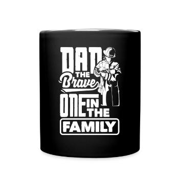 Papa Le Brave dans la famille Pompiers - Mug uni - noir - Devant