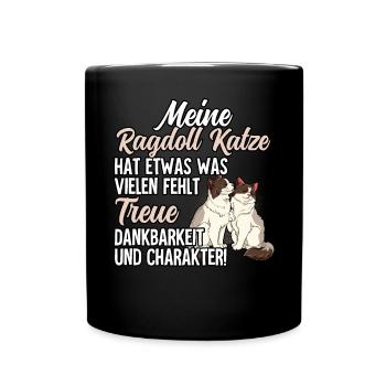Ragdoll Katze - Tasse einfarbig - Schwarz - Vorne