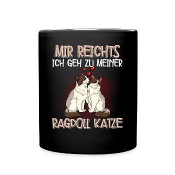 Ragdoll Katze - Tasse einfarbig - Schwarz - Vorne