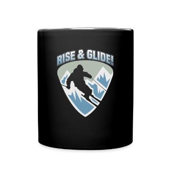 Skier Rise & Glide Ski - Full Colour Mug - black - Front