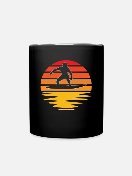 Surfen Retro - Tasse einfarbig - Schwarz