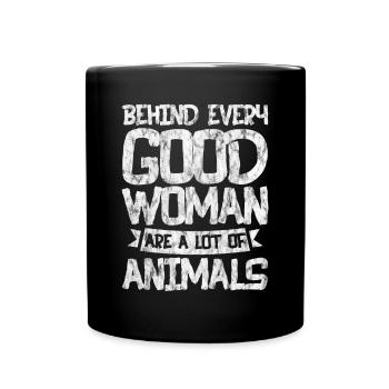 Derrière chaque bonne femme, il y a beaucoup d’animaux 3 - Mug uni - noir - Devant
