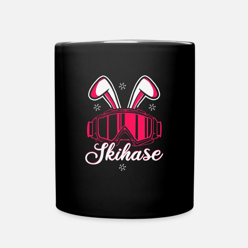 Skifahrer Skihase Ski - Tasse einfarbig - Schwarz