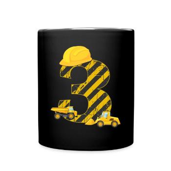 Enfants 3ème anniversaire Digger T-Shirt I 3 ans Builder - Mug uni - noir - Devant