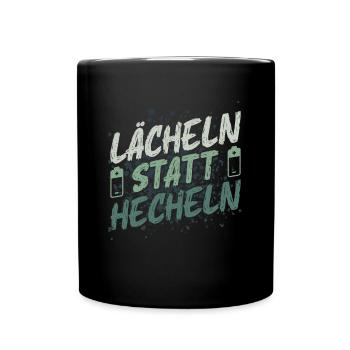Lächeln Statt Hecheln Lustiges Fahrradfahrer - Tasse einfarbig - Schwarz - Vorne