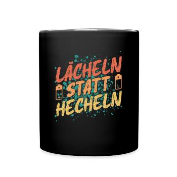 Lächeln Statt Hecheln Lustiges Fahrradfahrer - Tasse einfarbig - Schwarz - Vorne