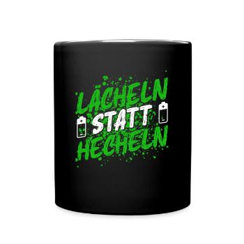 Lächeln Statt Hecheln Lustiges Fahrradfahrer - Tasse einfarbig - Schwarz - Vorne