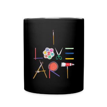 Ich liebe Kunst Niedlicher Spaß Malen Zeichnen Skizzenkünstler - Tasse einfarbig - Schwarz - Vorne