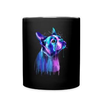 Bunte Boston Terrier Hundekunst Aquarell Paintin - Tasse einfarbig - Schwarz - Vorne