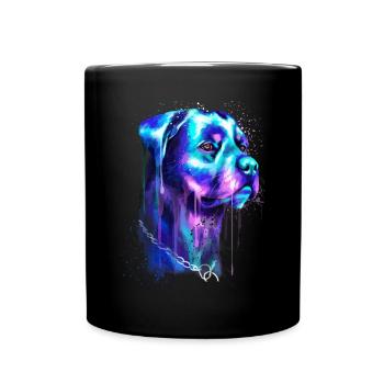 Helles Rottweiler Hunde Aquarell Gemälde - Tasse einfarbig - Schwarz - Vorne