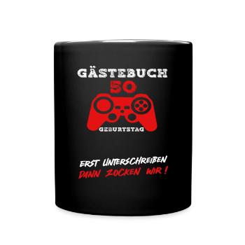 Gaming 50 Geburtstag Controller Gamer Spruch - Tasse einfarbig - Schwarz - Vorne