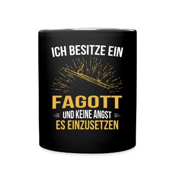 Fagott Fagottspieler Fagottist - Tasse einfarbig - Schwarz - Vorne