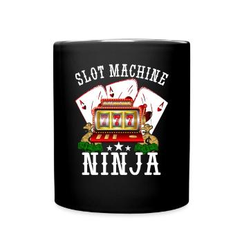 Kasino Glücksspiel Spielautomat Kartenspiel - Tasse einfarbig - Schwarz - Vorne