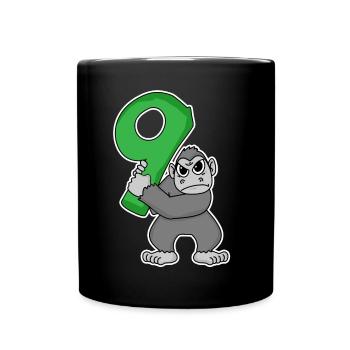 9 Years Old - 9th Birthday with Animal Motif - Full Colour Mug - black - Front